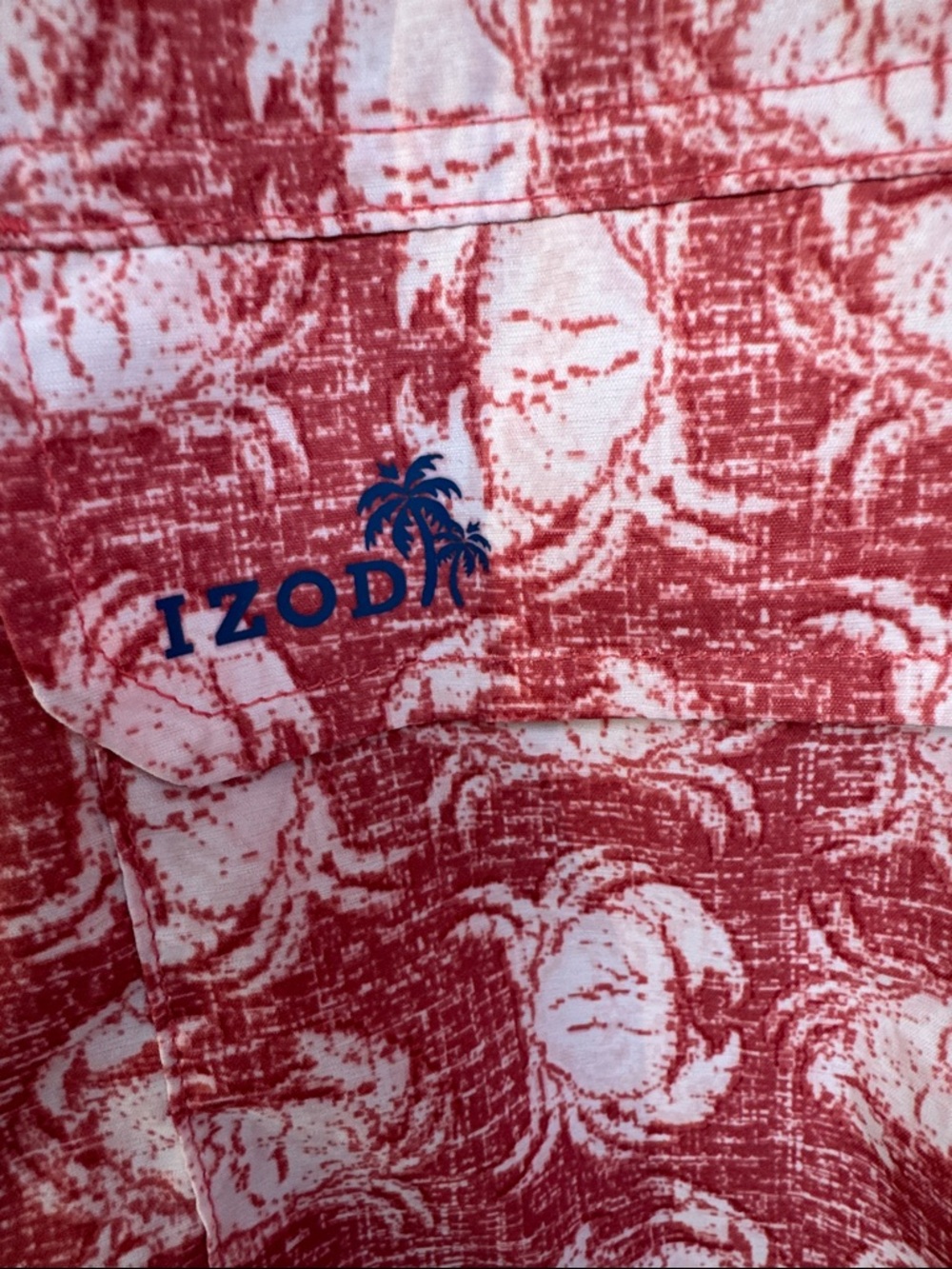 Izod Saltwater Men’s Red Crab  Printed Short-Sleeve Button-Down Shirt size 3XL - Picture 3 of 5